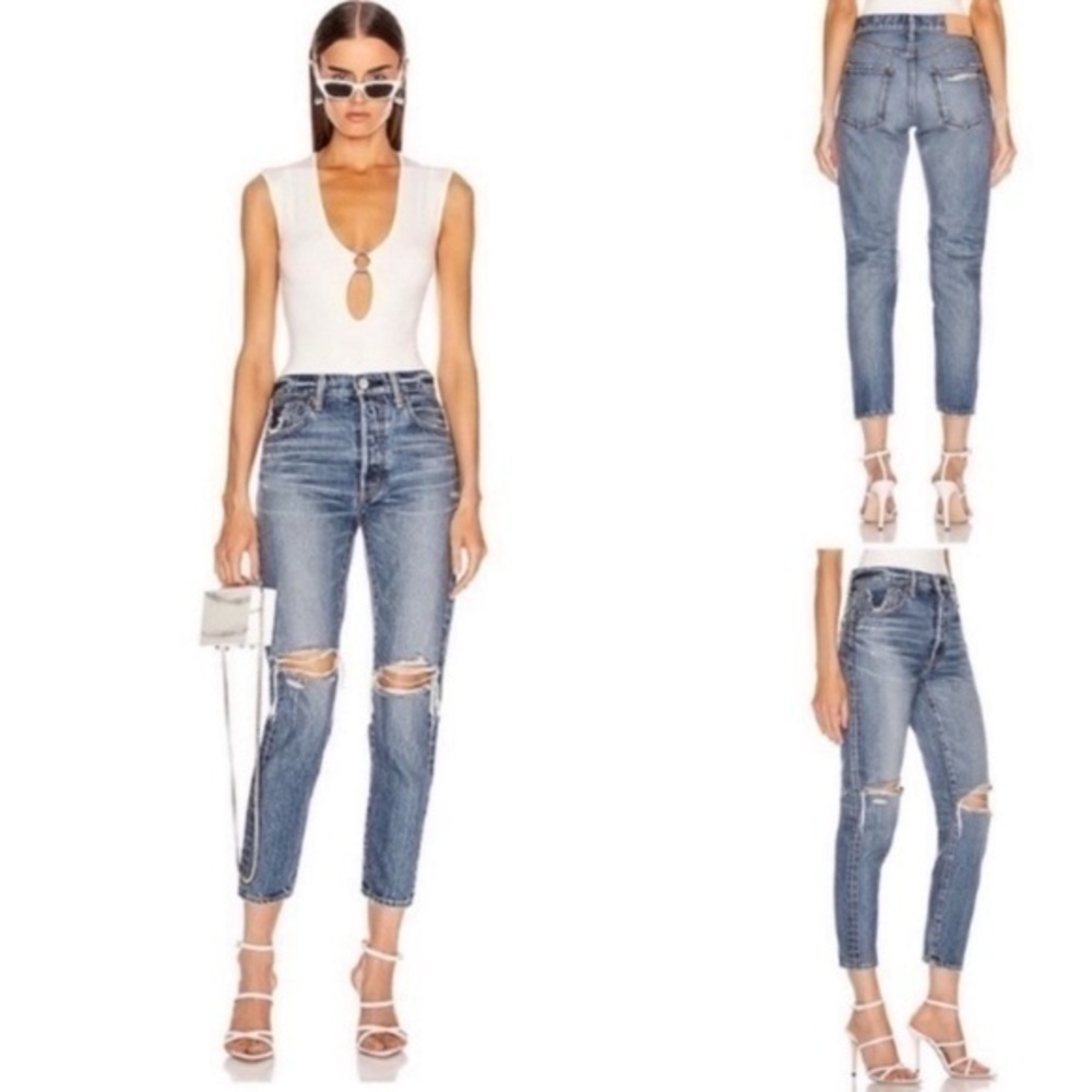 ✅ Moussy Vintage Jeans Beckton Tapered Straight Leg Distressed